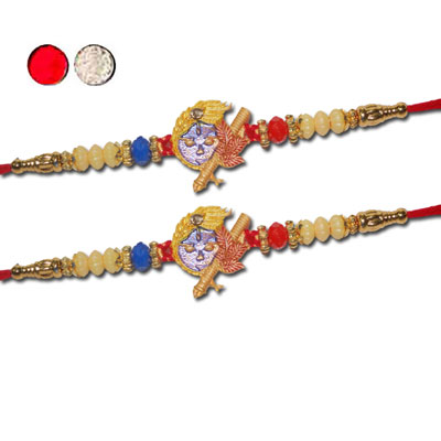 "Designer Fancy Rakhi - FR- 8390 A - Code 120 (2 RAKHIS) - Click here to View more details about this Product